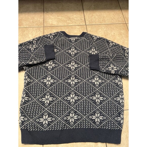 LL Bean Sweater Mens XL Blue Wicked Soft Cotton Cashmere Crewneck Snowflakes NWT - Picture 5 of 8